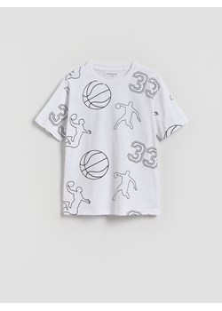 Reserved - Bawełniany t-shirt z nadrukiem - biały ze sklepu Reserved w kategorii T-shirty chłopięce - zdjęcie 185590185