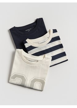 Reserved - Bawełniany t-shirt 3 pack - złamana biel ze sklepu Reserved w kategorii T-shirty chłopięce - zdjęcie 185590235