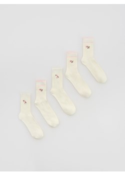 Reserved - Bawełniane skarpetki z haftem 5 pack - złamana biel ze sklepu Reserved w kategorii Skarpetki dziecięce - zdjęcie 185590277