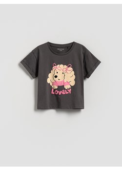 Reserved - T-shirt z nadrukiem - ciemnoszary ze sklepu Reserved w kategorii Bluzki dziewczęce - zdjęcie 185590617