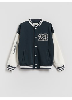 Reserved - Bluza bomber oversize - granatowy ze sklepu Reserved w kategorii Bluzy chłopięce - zdjęcie 185590846