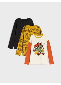 Sinsay - Koszulki z długimi rękawami 3 pack - kremowy ze sklepu Sinsay w kategorii T-shirty chłopięce - zdjęcie 185592035