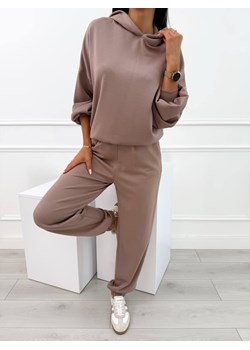 Brązowy Dresowy Komplet Bluza z Kapturem +Spodnie ze sklepu ModnaKiecka.pl w kategorii Komplety i garnitury damskie - zdjęcie 185592899