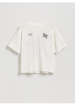 Reserved - T-shirt z nadrukiem na plecach - złamana biel ze sklepu Reserved w kategorii Bluzki dziewczęce - zdjęcie 185597655