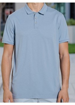 Sinsay - Bawełniana koszulka polo - błękitny ze sklepu Sinsay w kategorii T-shirty męskie - zdjęcie 185598339