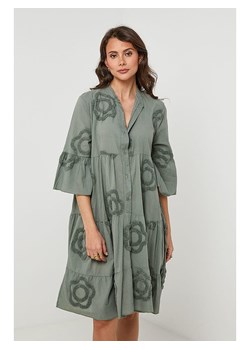Lin Passion Lniana sukienka w kolorze khaki ze sklepu Limango Polska w kategorii Sukienki - zdjęcie 185600528