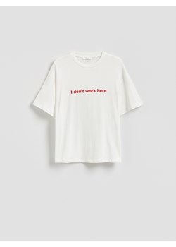 Reserved - Bawełniany t-shirt - biały ze sklepu Reserved w kategorii Bluzki damskie - zdjęcie 185607385
