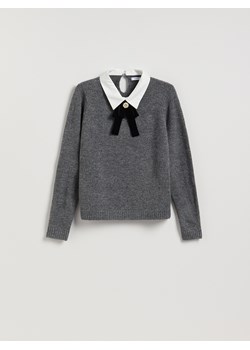 Reserved - Sweter z ozdobnym kołnierzem - szary ze sklepu Reserved w kategorii Swetry damskie - zdjęcie 185608418