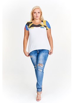 Bluzka FBZ943 BIAŁY + ŻÓŁTY ze sklepu fokus.pl w kategorii Bluzki damskie - zdjęcie 185611938