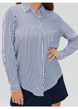 Sinsay - Wiskozowa koszula regular fit w pionowe paski - granatowy ze sklepu Sinsay w kategorii Koszule damskie - zdjęcie 185615715