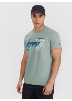 Męski t-shirt z nadrukiem 4F 4FRSS25TTSHM2998 - khaki ze sklepu Sportstylestory.com w kategorii T-shirty męskie - zdjęcie 185617479