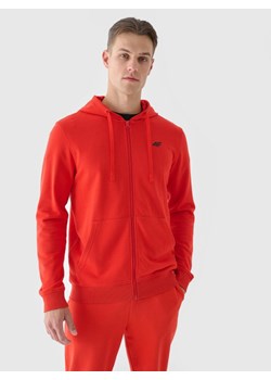 Męska bluza rozpinana z kapturem 4F 4FWMM00TSWSM1466 - czerwona ze sklepu Sportstylestory.com w kategorii Bluzy męskie - zdjęcie 185625476