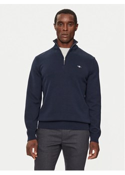 Gant Sweter Casual Cotton Half Zip 8030170 Granatowy Regular Fit ze sklepu MODIVO w kategorii Swetry męskie - zdjęcie 185625665