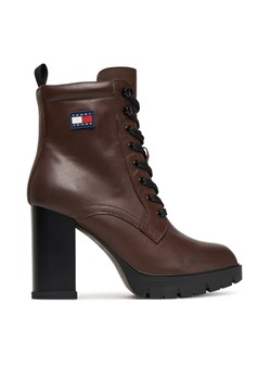 Botki Tommy Jeans Tjw Lace Up EN0EN02832 Brązowy ze sklepu eobuwie.pl w kategorii Botki - zdjęcie 185630347
