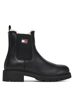 Sztyblety Tommy Jeans Tjw Chelsea Boot Wl EN0EN02826 Czarny ze sklepu eobuwie.pl w kategorii Botki - zdjęcie 185630348