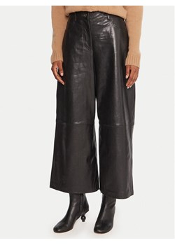 Weekend Max Mara Spodnie skórzane Blanc 2525436012 Czarny Wide Leg ze sklepu MODIVO w kategorii Spodnie damskie - zdjęcie 185635075