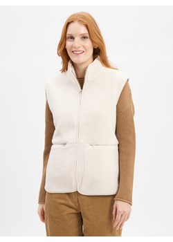 Marie Lund Damska kamizelka z pluszowym futerkiem Kobiety écru jednolity ze sklepu vangraaf w kategorii Kamizelki damskie - zdjęcie 185638378