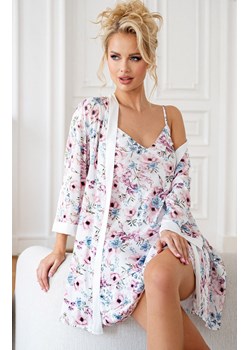 Koszulka nocna damska satynowa w kwiatki Rosa, Kolor ecru-wzór, Rozmiar S, Donna ze sklepu Intymna w kategorii Koszule nocne - zdjęcie 185639409