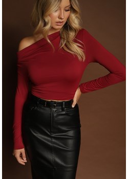 Bordowa Bluzka Longsleeve Vices z Asymetrycznym Dekoltem Fertie ze sklepu renee.pl w kategorii Bluzki damskie - zdjęcie 185643788