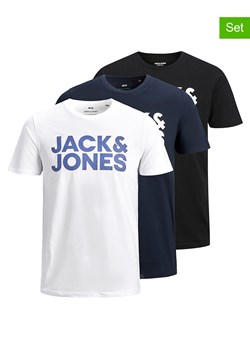 Jack &amp; Jones Koszulki (3 szt.) &quot;Jjecorp&quot; w kolorze granatowo-biało-czarnym ze sklepu Limango Polska w kategorii T-shirty męskie - zdjęcie 185645467