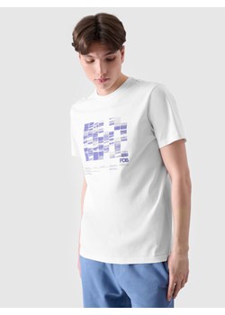 Męski t-shirt z nadrukiem 4F 4FRSS24TTSHM2107 - biały ze sklepu Sportstylestory.com w kategorii T-shirty męskie - zdjęcie 185650297