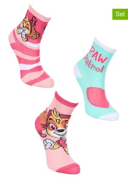 Paw Patrol Skarpety (3 pary) &quot;Psi patrol&quot; w kolorze jasnoróżowo-turkusowym ze sklepu Limango Polska w kategorii Skarpetki dziecięce - zdjęcie 185651346