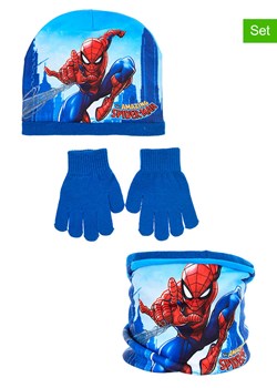 Spiderman 3-częściowy zestaw &quot;Spider-Man&quot; w kolorze niebieskim ze sklepu Limango Polska w kategorii Czapki dziecięce - zdjęcie 185652348