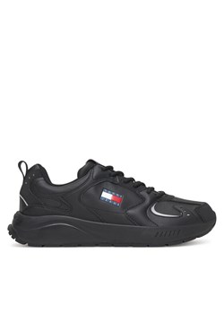 Sneakersy Tommy Jeans Tjm Runner Leather EM0EM01621 Czarny ze sklepu eobuwie.pl w kategorii Buty sportowe męskie - zdjęcie 185653236