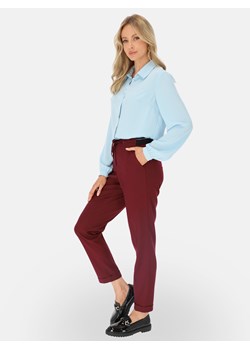 Bordowe spodnie z ozdobną gumką w pasie L'AF Liberty ze sklepu Eye For Fashion w kategorii Spodnie damskie - zdjęcie 185657099