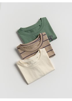 Reserved - Bawełniany t-shirt 3 pack - złamana biel ze sklepu Reserved w kategorii T-shirty chłopięce - zdjęcie 185657747