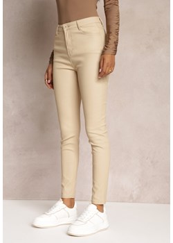 Beżowe Casualowe Spodnie Skinny o Modelującym Fasonie Elovi ze sklepu renee.pl w kategorii Spodnie damskie - zdjęcie 185658498