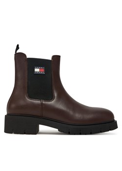 Tommy Jeans Sztyblety Tjw Chelsea Leather Boot EN0EN02825 Brązowy ze sklepu MODIVO w kategorii Botki - zdjęcie 185659216