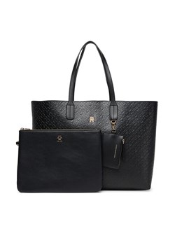 Tommy Hilfiger Torebka Th Icon Tote Mono AW0AW17687 Czarny ze sklepu MODIVO w kategorii Torby Shopper bag - zdjęcie 185659349