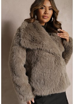 Ciemnoszara Kurtka Futro z Długim Włosiem Zelita ze sklepu renee.pl w kategorii Futra damskie - zdjęcie 185662317