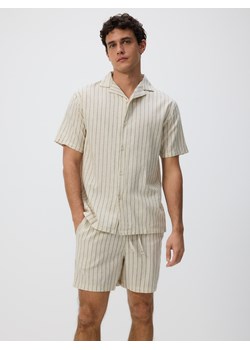 Reserved - Dwuczęściowy komplet z lnem - beżowy ze sklepu Reserved w kategorii Piżamy męskie - zdjęcie 185664215
