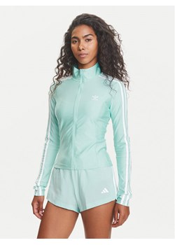 adidas Bluza adicolor 3-Stripes JC5579 Turkusowy Slim Fit ze sklepu MODIVO w kategorii Bluzy damskie - zdjęcie 185665715