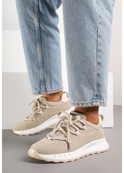 Beżowe Sneakersy z Naturalnego Zamszu ze Skórzaną Wkładką Dolittea ze sklepu born2be.pl w kategorii Buty sportowe damskie - zdjęcie 185666928