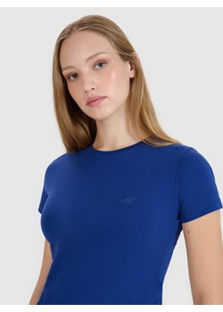 Damski t-shirt basic 4F 4FWMM00TTSHF2673 - granatowy ze sklepu Sportstylestory.com w kategorii Bluzki damskie - zdjęcie 185671009