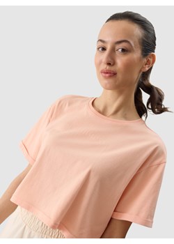 Damski t-shirt crop top 4F 4FWSS24TTSHF1357 - różowy ze sklepu Sportstylestory.com w kategorii Bluzki damskie - zdjęcie 185671045
