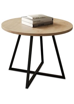 Minimalistyczny okrągły stolik kawowy dąb artisan W9-N99 ze sklepu Edinos.pl w kategorii Stoliki kawowe - zdjęcie 185674305