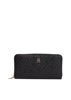 Tommy Hilfiger Portfel damski Kobiety Sztuczna skóra czarny wypukły wzór tkaniny ze sklepu vangraaf w kategorii Portfele damskie - zdjęcie 185676829