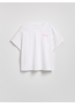 Reserved - Bawełniany t-shirt z nadrukiem - biały - id: WR180-00X - marki Reserved - 185678596 Reserved - Bawełniany t-shirt z nadrukiem - biały ze sklepu Reserved w kategorii Bluzki damskie - zdjęcie 185678596