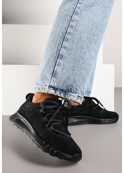 Czarne Zamszowe Sneakersy z Wkładką ze Skóry Naturalnej Dolavienne ze sklepu renee.pl w kategorii Buty sportowe damskie - zdjęcie 185678649