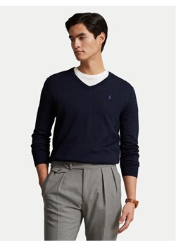 Polo Ralph Lauren Sweter Ls Sf Vn Pp 710670789004 Granatowy Slim Fit ze sklepu MODIVO w kategorii Swetry męskie - zdjęcie 185679248