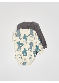 Reserved - Bawełniane body 2 pack - ciemnobrązowy ze sklepu Reserved w kategorii Odzież dla niemowląt - zdjęcie 185683605