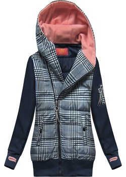 Bluza z łączonych materiałów granatowa (AMG-611A) ze sklepu goodlookin.pl w kategorii Bluzy damskie - zdjęcie 185684817