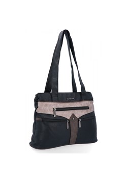 Torebka Damska Shopper Bag firmy Hernan 8006-1 Czarna/Ziemista ze sklepu PaniTorbalska w kategorii Torby Shopper bag - zdjęcie 185685019