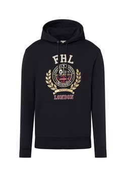 Finshley & Harding London Męski sweter z kapturem Mężczyźni granatowy jednolity ze sklepu vangraaf w kategorii Bluzy męskie - zdjęcie 185685129