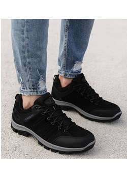 Sznurowane czarne męskie buty trekkingowe /B2-1 18103 S396/ ze sklepu Pantofelek24.pl w kategorii Buty trekkingowe męskie - zdjęcie 185686105