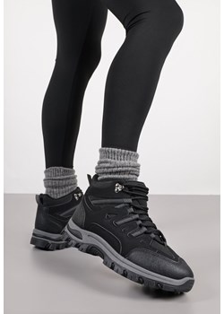 Czarne Sznurowane Buty Trekkingowe Traperki Vices na Grubej Podeszwie Afertie ze sklepu born2be.pl w kategorii Workery damskie - zdjęcie 185686536
